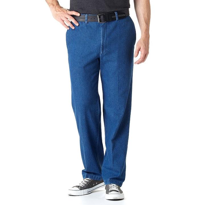 Men's Haggar&reg; Work To Weekend&reg; Classic-fit Flat-front Denim Pants, Size: 38x30, Blue