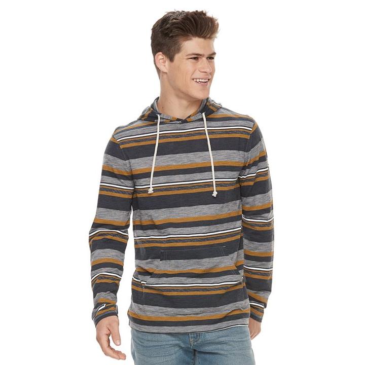Men's Urban Pipeline&reg; Striped Hooded Tee, Size: Large, Blue