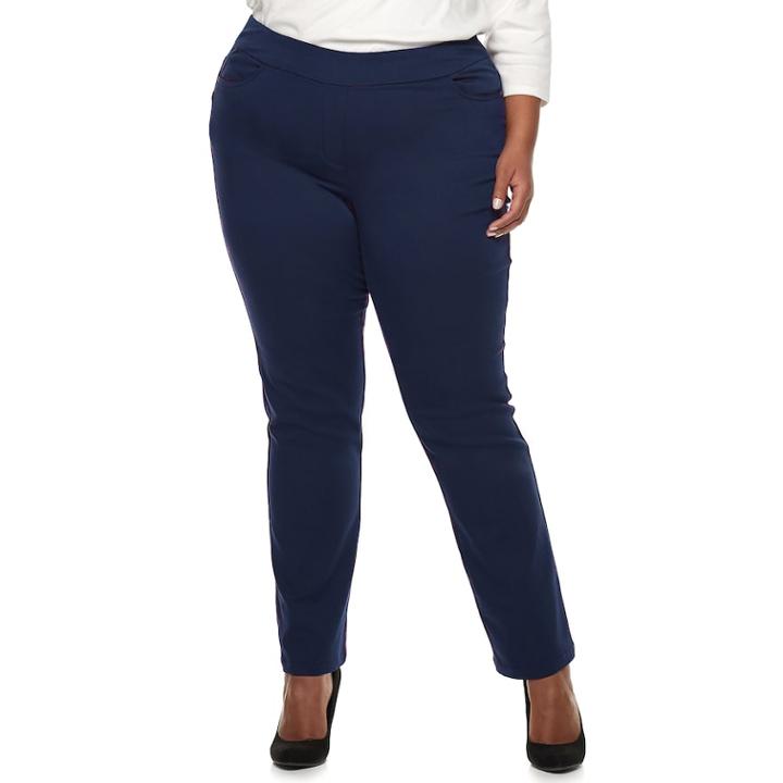 Plus Size Napa Valley Super Stretch Midrise Pull-on Pants, Women's, Size: 16 W, Blue (navy)