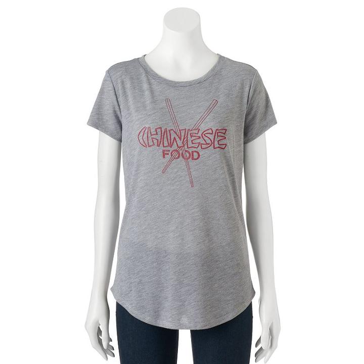 Juniors' The Print Shop Chinese Food Graphic Tee, Girl's, Size: Large, Light Grey