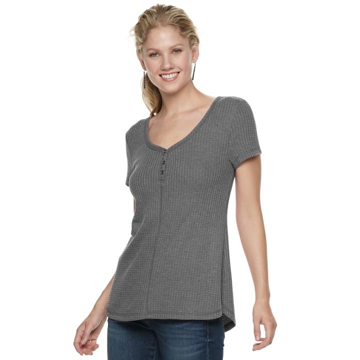 Women's Sonoma Goods For Life&trade; Henley Tee, Size: Xxl, Grey (charcoal)