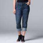 Women's Plus Size Simply Vera Vera Wang Cuffed Capri Jeans, Size: 18 W, Med Blue