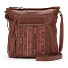 Unionbay Embroidered Tribal Crossbody Bag, Women's, Med Brown