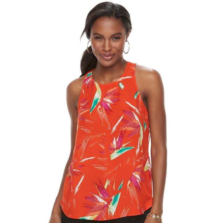 Women's Apt. 9&reg; Zipper Accent Georgette Tank, Size: Xl, Drk Orange