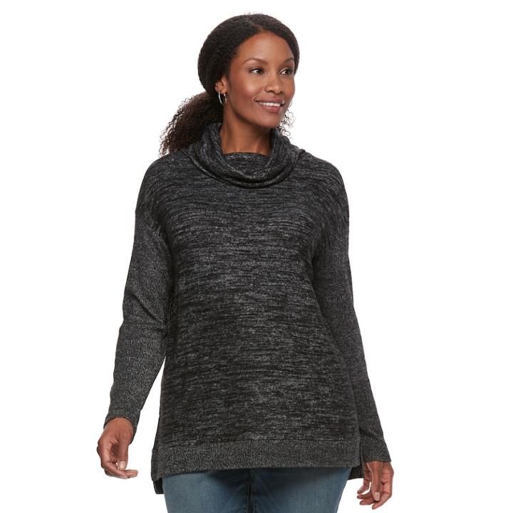 Plus Size Sonoma Goods For Life&trade; Cowlneck Top, Women's, Size: 2xl, Black