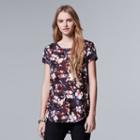 Simply Vera Vera Wang, Women's Print High Low Hem Tee, Size: Small, Med Purple