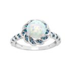Lab-created Opal And Blue Topaz Sterling Silver Flower Ring, Women's, Size: 7