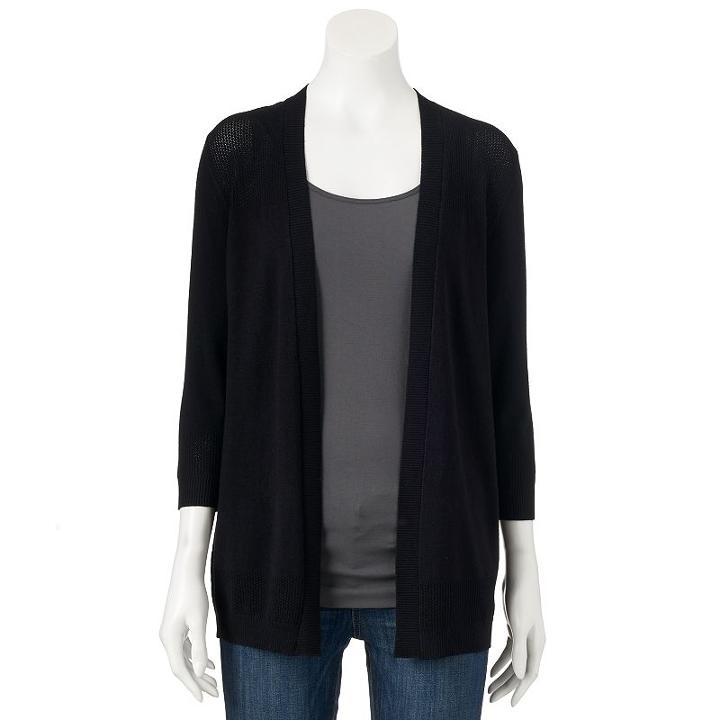 Women's Apt. 9&reg; Mixed-stitch Cardigan, Size: Small, Black