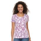 Women's Croft & Barrow&reg; Button Accent Scoopneck Tee, Size: Medium, Lt Purple