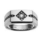 10k White Gold 1/2-ct. T.w. White And Black Diamond Ring - Men, Size: 11