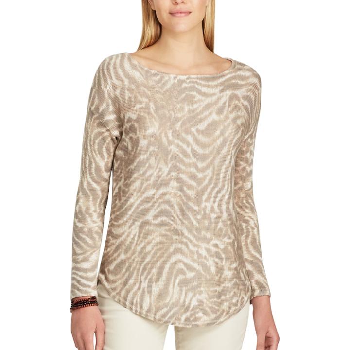 Women's Chaps Animal Print Sweater, Size: Large, Grey