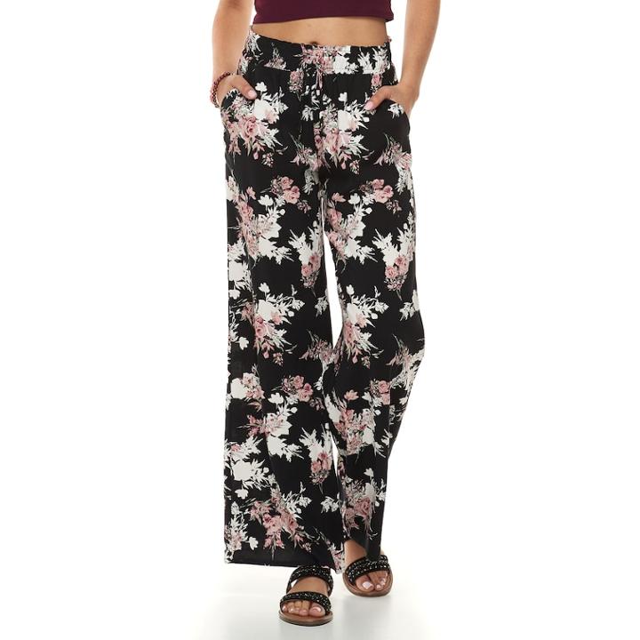 Juniors' Joe B Challis Tie Front Wide-leg Pants, Teens, Size: Small, Dark Pink
