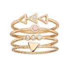 Lc Lauren Conrad Cubic Zirconia Triangle & Circle Stackable Ring Set, Women's, Size: 7, Pink Ovrfl