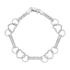 Diamond Mystique Platinum Over Silver Heart Link Bracelet, Women's, Size: 7.5, Grey