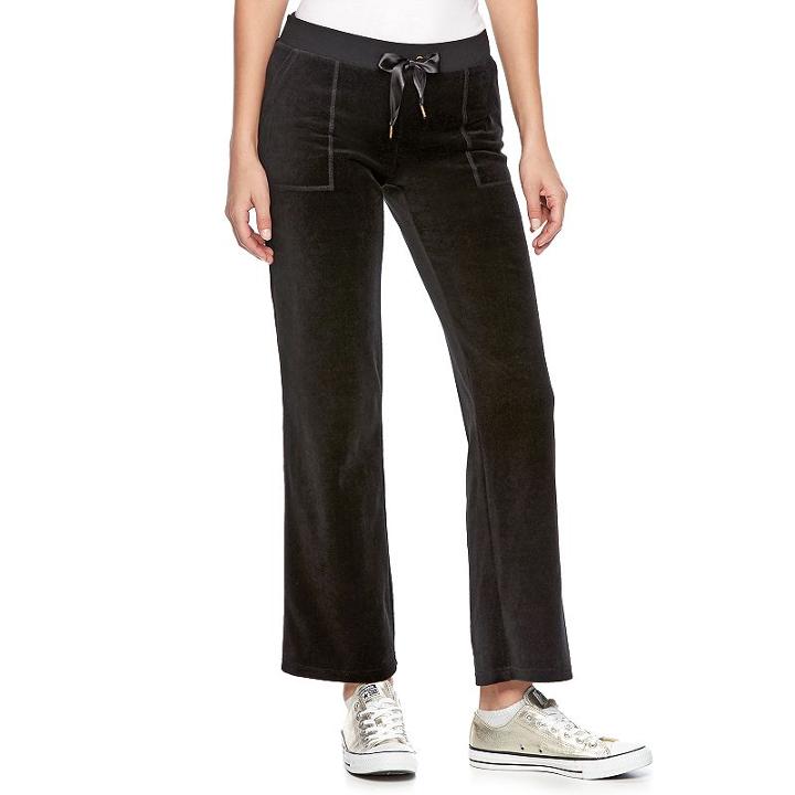 Women's Juicy Couture Bootcut Velour Pants, Size: Xs, Black