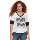 Plus Size Rock & Republic&reg; Beatles Baseball Tee, Women's, Size: 1xl, White