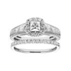 14k Gold 1 Carat T.w. Igl Certified Diamond Square Halo Engagement Ring Set, Women's, Size: 7.50, White