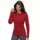 Petite Croft & Barrow&reg; Crewneck Cable-knit Sweater, Women's, Size: L Petite, Dark Red