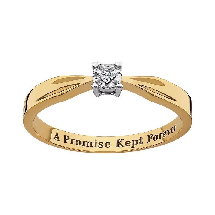 Sweet Sentiments 14k Gold Over Sterling Silver Diamond Accent Solitaire Ring, Women's, Size: 10, Yellow