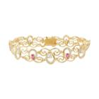 18k Gold Over Silver Gemstone Swirl Bracelet, Women's, Pink