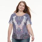 Plus Size World Unity Printed Top, Women's, Size: 0x, Blue