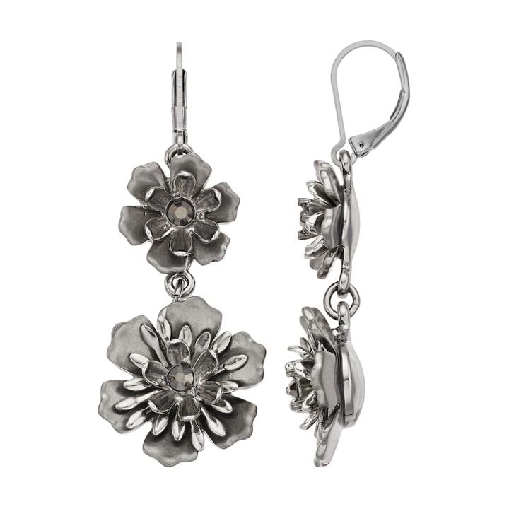 Simply Vera Vera Wang Jet Flower Drop Earrings, Women's, Black
