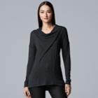 Women's Simply Vera Vera Wang Cozy Seamed Cowlneck Top, Size: Xs, Grey