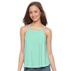 Juniors' So&reg; Lace-up Back Halter Top, Girl's, Size: Xl, Turquoise/blue (turq/aqua)
