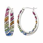 Confetti Crystal Inside Out Oval Hoop Earrings, Women's, Multicolor