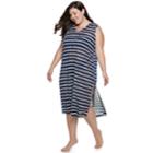 Plus Size Apt. 9&reg; Striped Hooded Cover-up, Women's, Size: 1xl, Blue (navy)