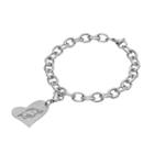 Fiora Stainless Steel Arkansas Razorbacks Heart Charm Bracelet, Women's, Size: 8, Grey