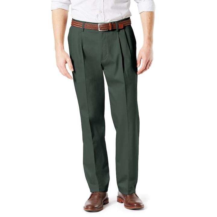 Men's Dockers&reg; Signature Khaki Lux Classic-fit Stretch Pleated Pants D3, Size: 36x34, Green