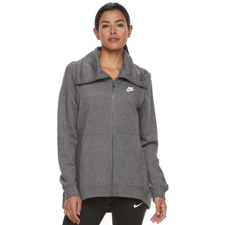 Women's Nike Sportswear Funnel Neck Zip Up Hoodie, Size: Xs, Grey Other