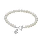 Dayna U Us Navy Anchor Sterling Silver Freshwater Cultured Pearl Toggle Bracelet, Women's, Size: 7.5, White