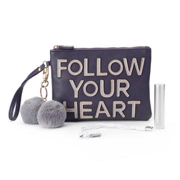 Under One Sky Pom Pom Smartphone Charging Wristlet, Women's, Purple