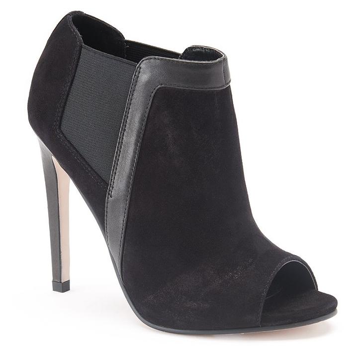 Shoemint Morgan Women's Suede Peep-toe High Heel Ankle Boots, Girl's, Size: 6.5, Black