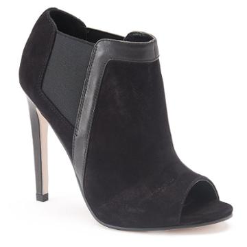 Shoemint Morgan Women's Suede Peep-toe High Heel Ankle Boots, Girl's, Size: 6.5, Black