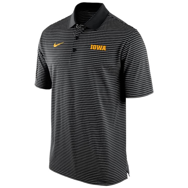 Men's Nike Iowa Hawkeyes Striped Stadium Dri-fit Performance Polo, Size: Small, Black