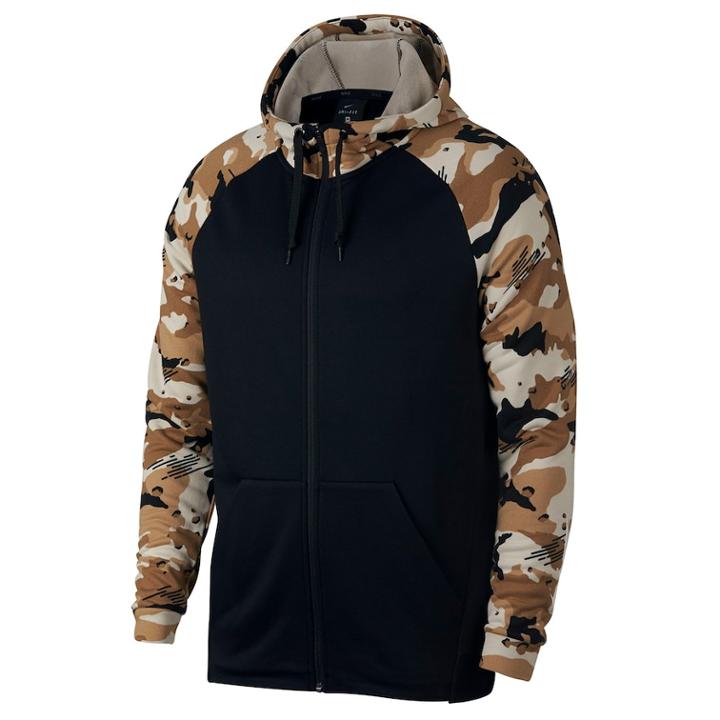 Men's Nike Camo-sleeve Full-zip Hoodie, Size: Small, Grey (charcoal)