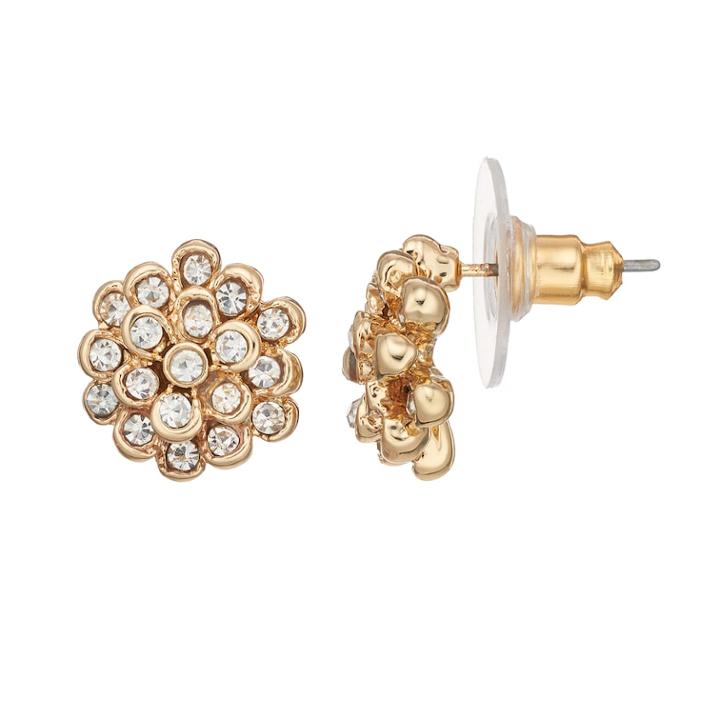 Lc Lauren Conrad Simulated Crystal Nickel Free Flower Stud Earring, Women's, Gold