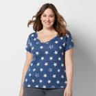 Plus Size Sonoma Goods For Life&trade; Double-v-neck Tee, Women's, Size: 2xl, Dark Blue