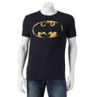 Men's Batman Distressed Logo Tee, Size: Small, Black