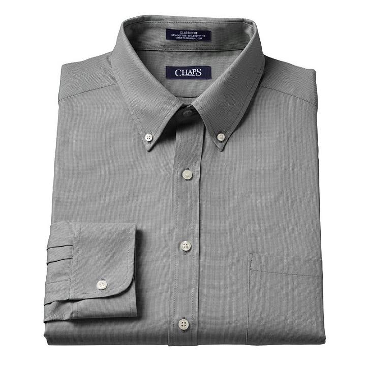 Men's Chaps Classic-fit Broadcloth Button-down Collar Dress Shirt, Size: 16.5-34/35, Black
