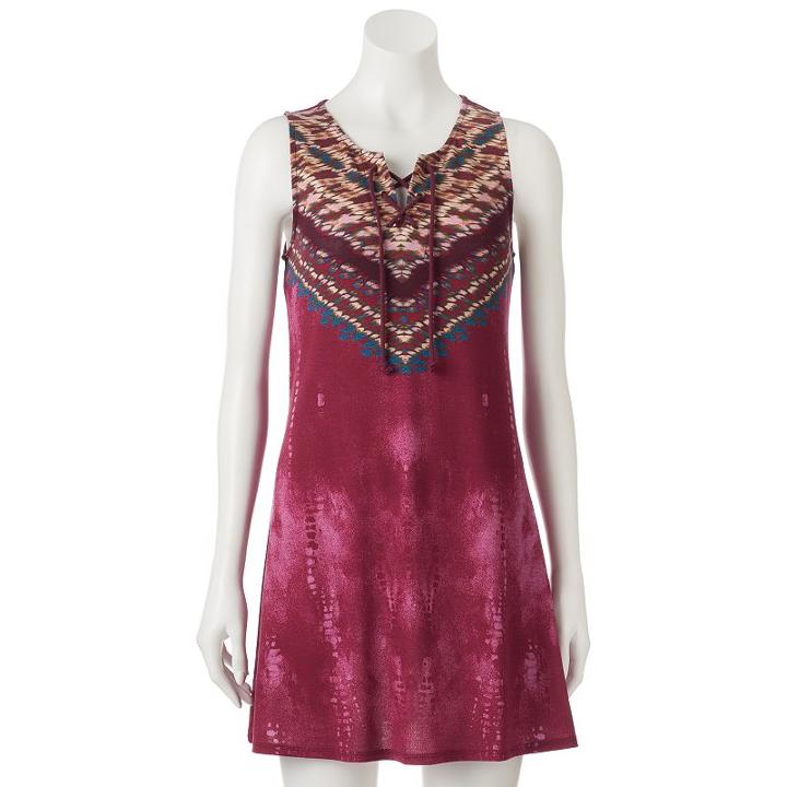 Juniors' About A Girl Knit Lace-up Dress, Size: Medium, Purple Oth