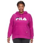 Plus Size Fila Sport Applique Logo Hoodie, Women's, Size: 1xl, Dark Pink