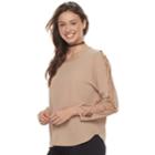 Juniors' Liberty Love Lattice Sleeve Top, Teens, Size: Medium, Med Brown