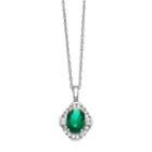 Sterling Silver Simulated Emerald & Lab-created White Sapphire Halo Pendant Necklace, Women's, Green