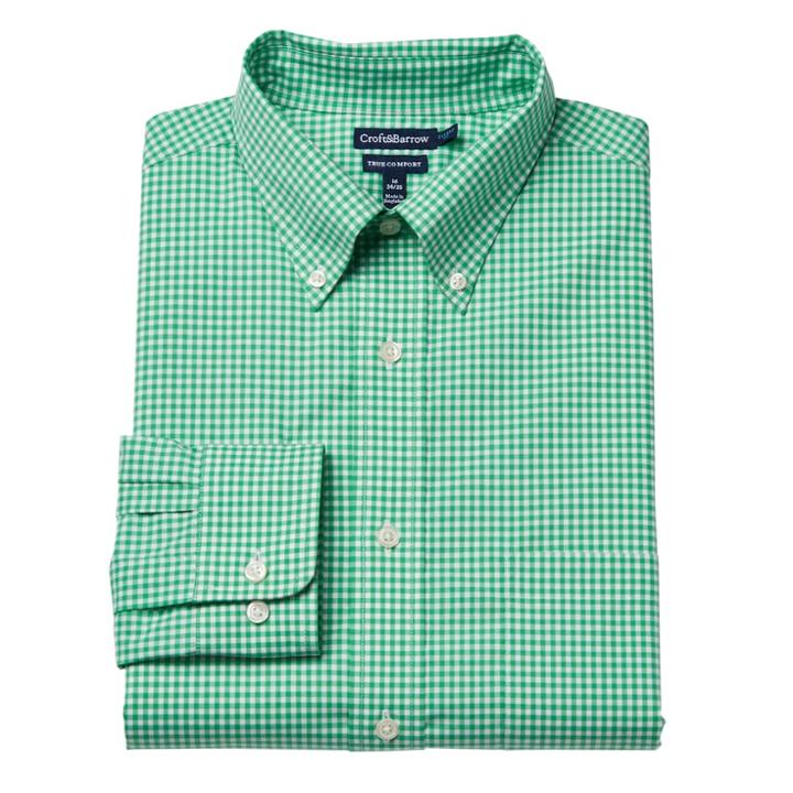 Big & Tall Croft & Barrow&reg; True Comfort Regular-fit Dress Shirt, Men's, Size: 20 34/5t, Green