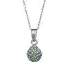 Charming Girl Sterling Silver Crystal Ball Pendant Necklace - Made With Swarovski Crystals - Kids, Size: 15, Multicolor