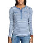 Women's Chaps Striped Henley Top, Size: Small, Blue